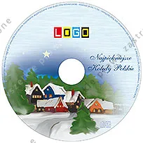 Wieczorne dachy w śnieżnej wiosce, płyta